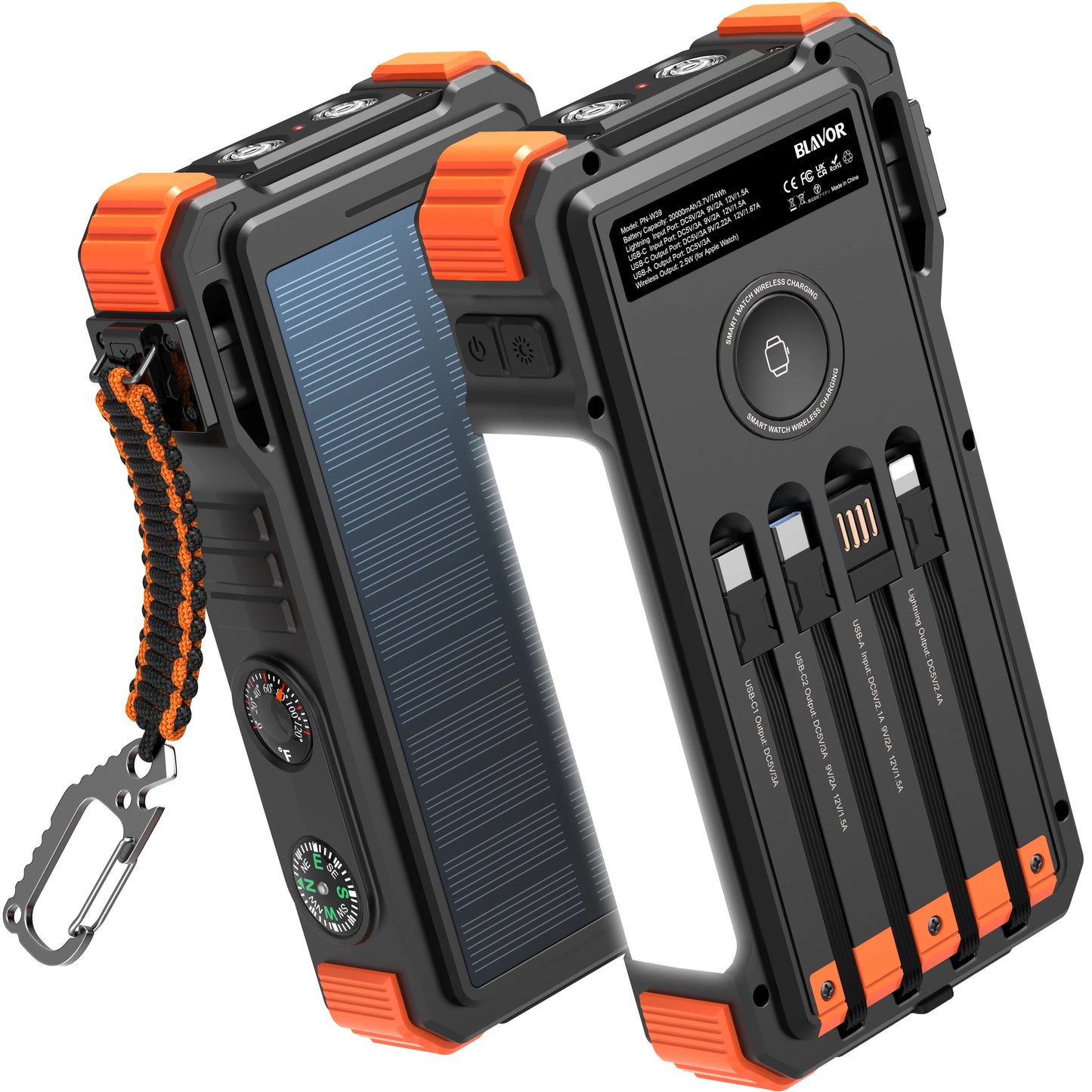 Power Bank Solar Resistente con Linterna LED