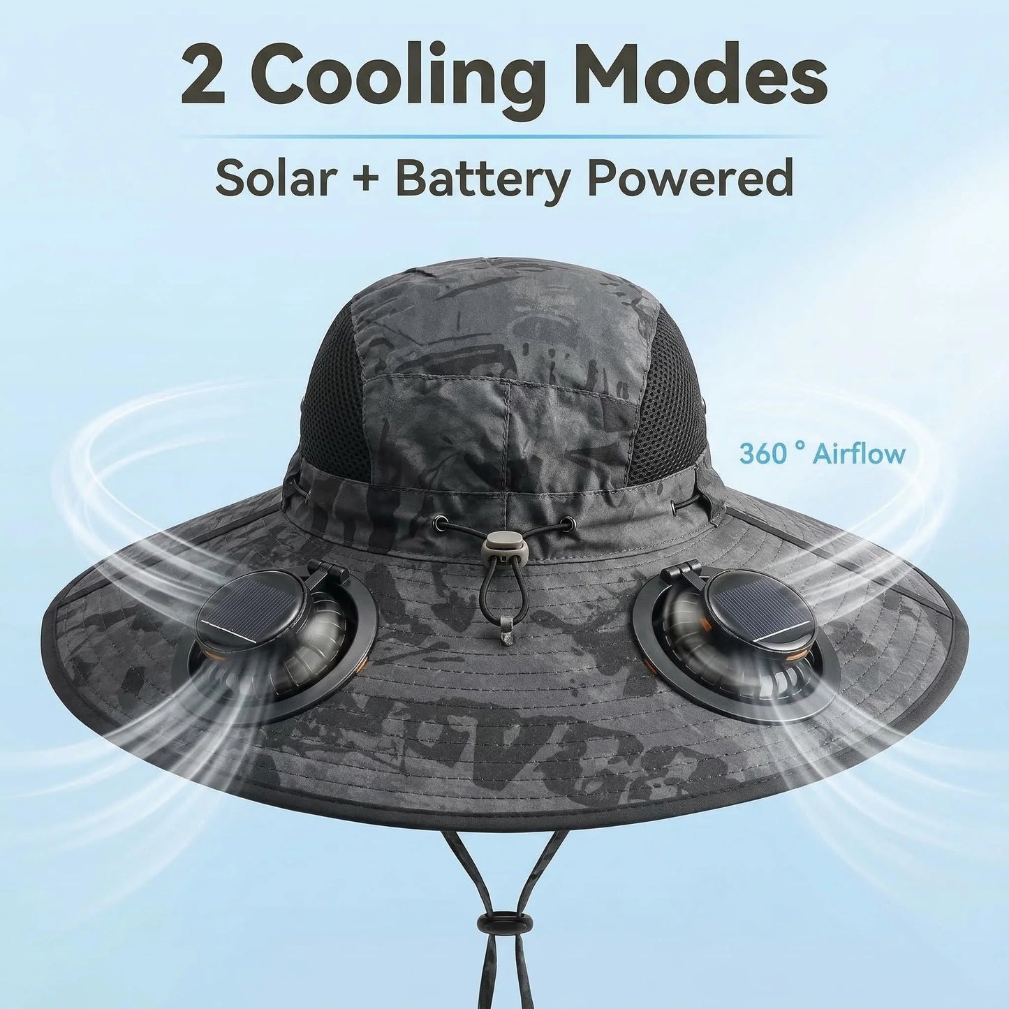 Sombrero de Sol con Ventiladores Solares Dobles